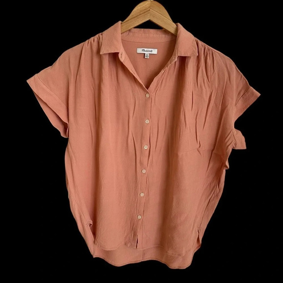 Madewell size XXS Peach Orange Central Button Up Shirt Oversized Spring Summer - Picture 1 of 3